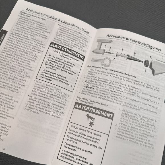 KitchenAid FGA Food Grinder Replacement Parts Cap Wrench Food Pusher Manual - Picture 13 of 14